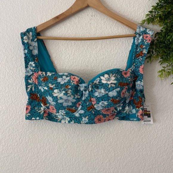 Time and Tru Teal Blue Floral Bikini - Picture 8 of 14